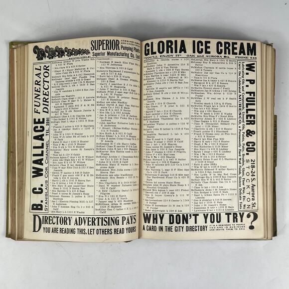 1919 Stockton City San Joaquin County CA City Directory POOR Ancestry Genealogy - Picture 5 of 10